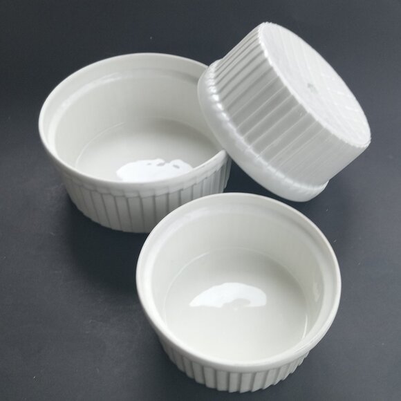 France Porcelain De Couleuvre Limoges Baking Siufffle 3 Nesting Dishes Bowls - Picture 1 of 11